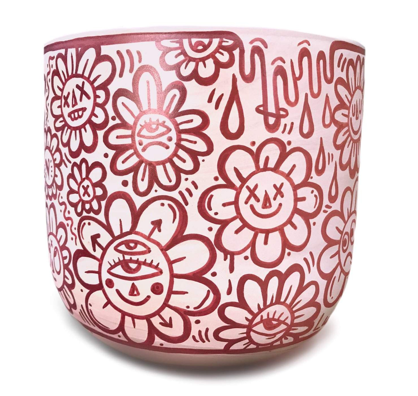 'Flower Pot' Doodled Ceramic Plant Pot-Other